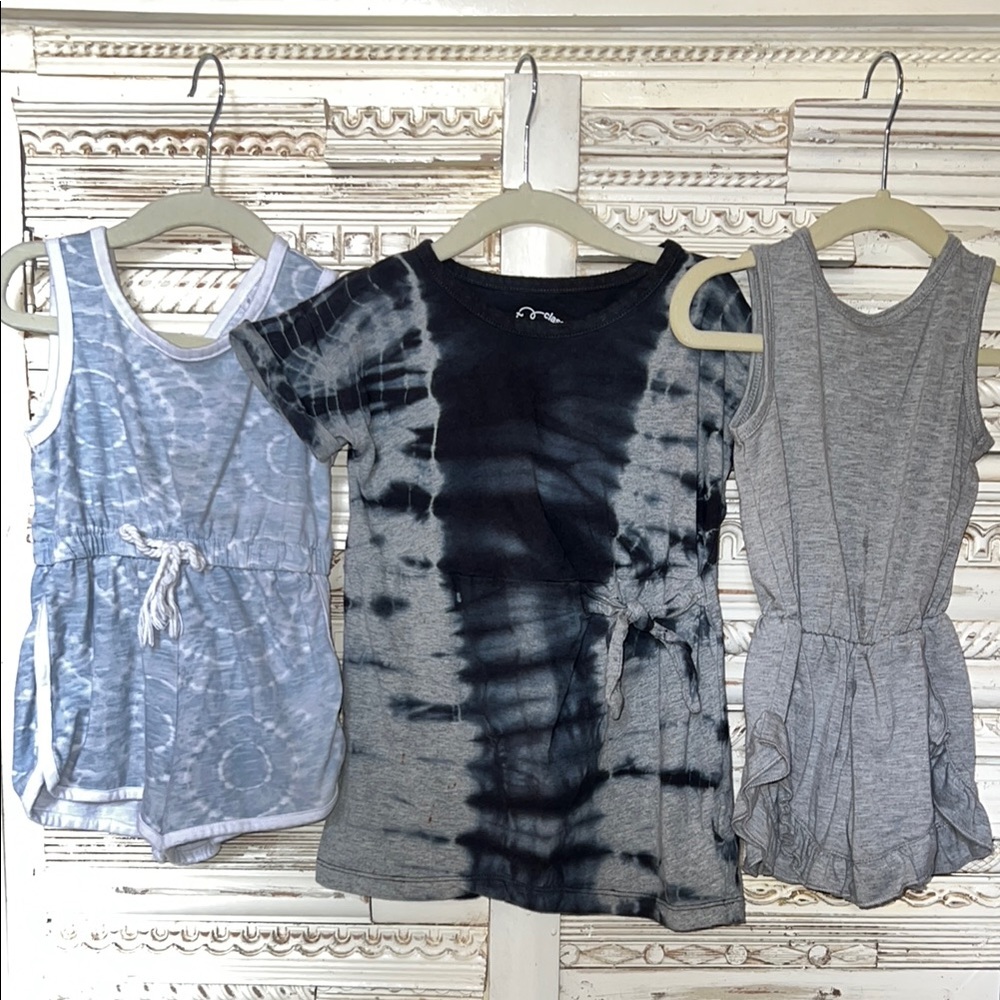 Tie Dye Romper and Dress and Sporty Grey Romper Bundle